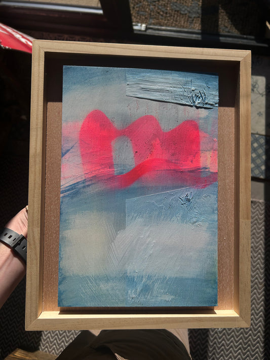 Day ride #3| Mixed Media on board. Framed.