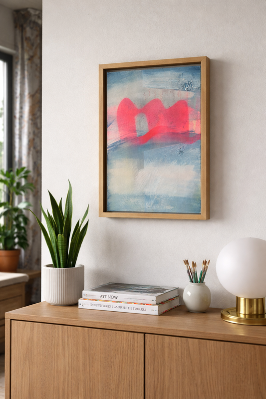 Day ride #3| Mixed Media on board. Framed.